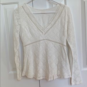 Hollister White Lace V Neck Top